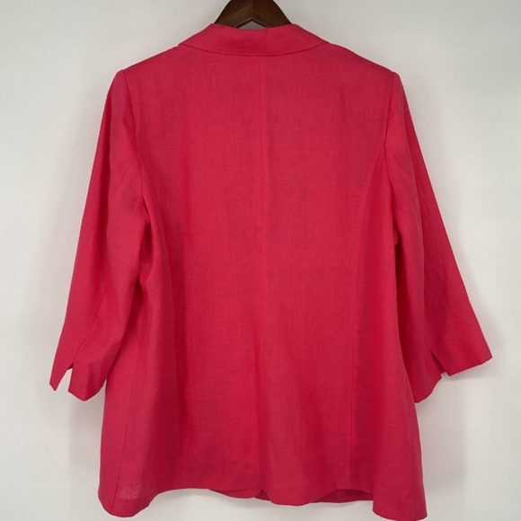 Marina Rinaldi Caterina Linen Blazer Suit 3/4 Sleeve Half Lined Hot Pink Altered - Picture 3 of 6